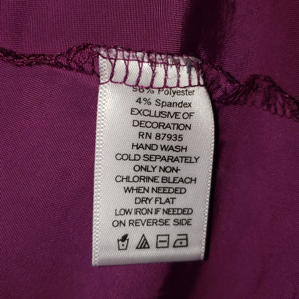 Susan Graver Purple Floral Scoop Neck 3/4 Sleeve Blouse Large - Picture 7 of 9